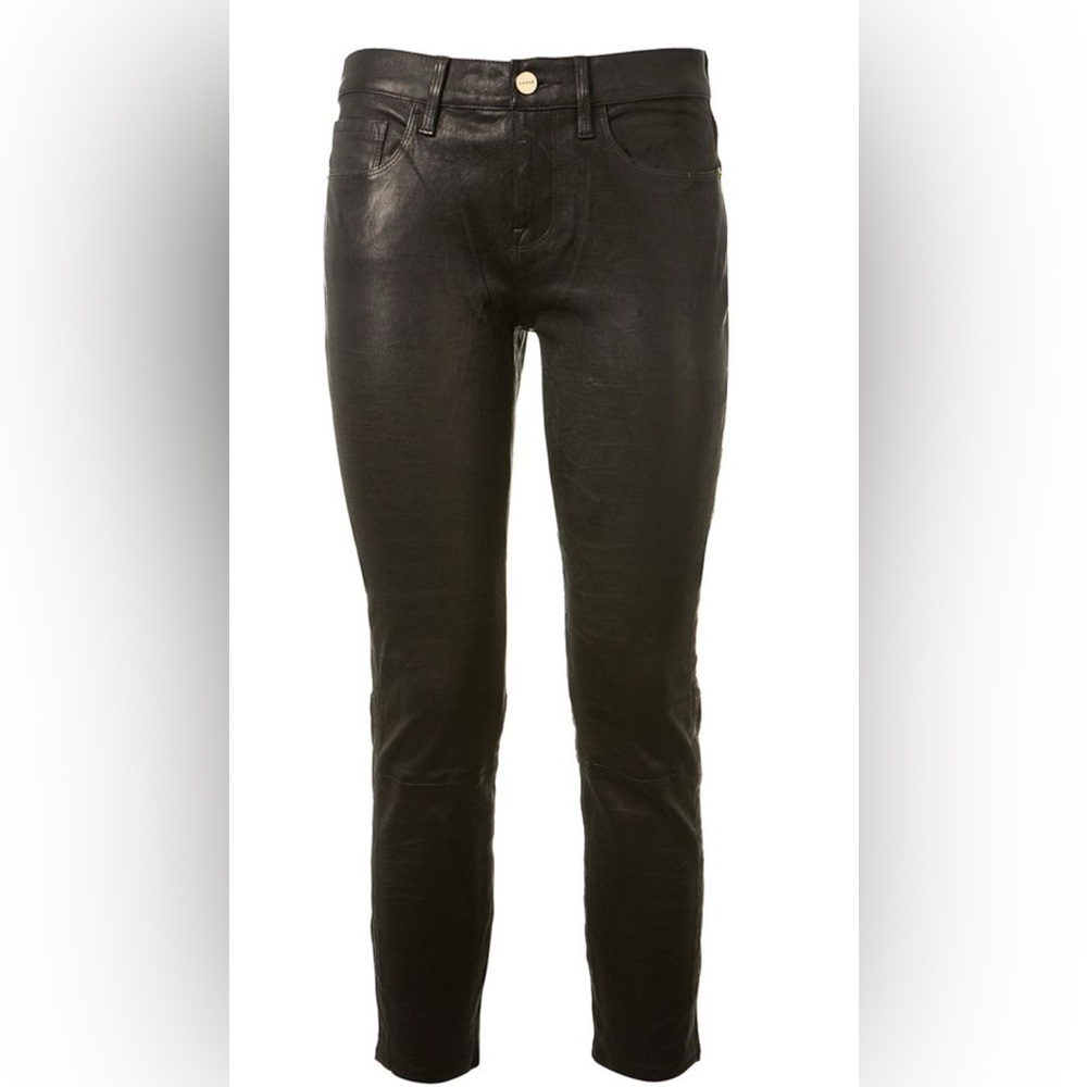 Soft Black Stretch FRAME Leather Pants